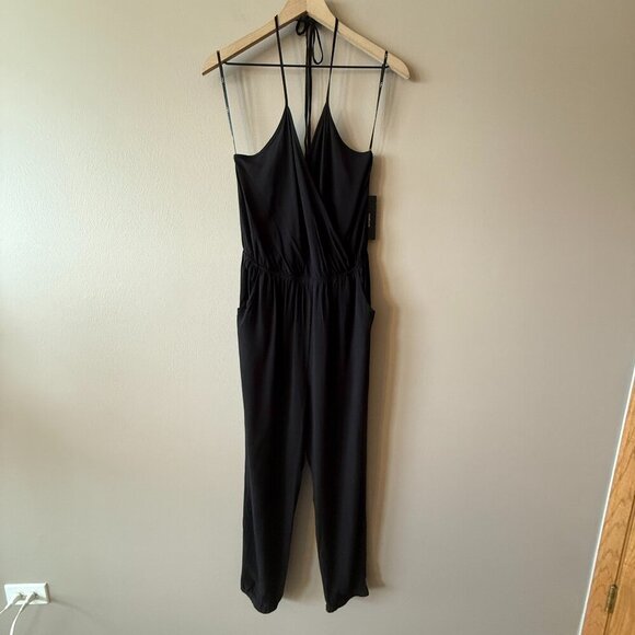 Women's L NWT Lulus Learning to Fly Black Halter Jumpsuit - Picture 3 of 11